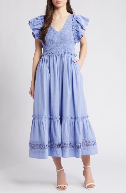 Cleobella Gladys Smocked Organic Cotton Maxi Dress In Periwinkle
