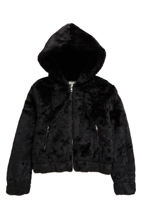 Girls black fur coats best sale