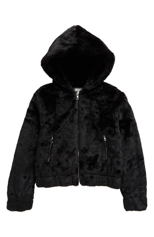 Tractr Kids' Teddy Faux Fur Hoodie in Black 