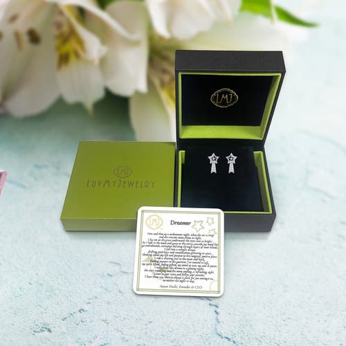 Luvmyjewelry Shooting Star Sterling Silver Diamond Comet Earring In Silver