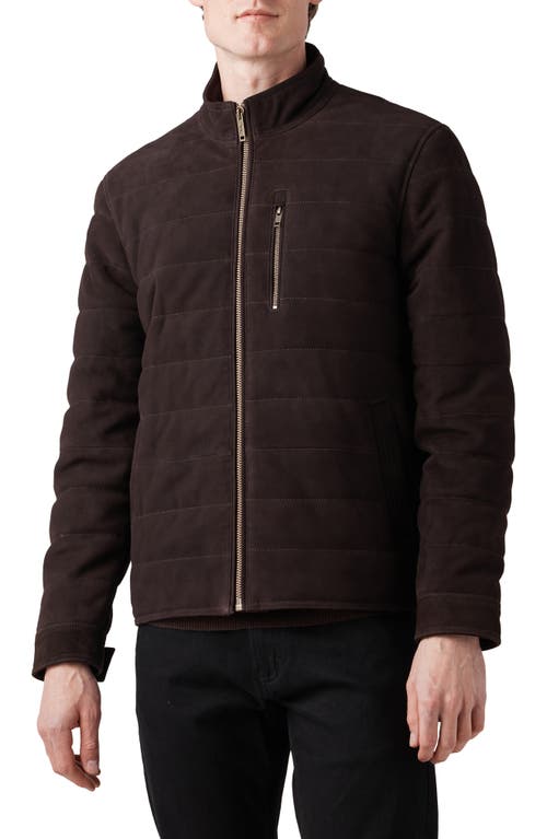 Rodd & Gunn Waverley Water Repellent Quilted Suede Bomber Jacket Chocolate at Nordstrom,