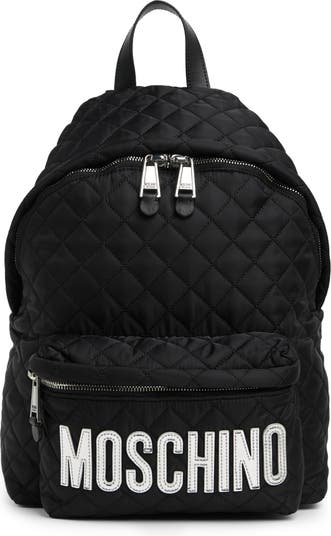 Moschino Leather Shoulder Bag In Fantasy Print Black At Nordstrom