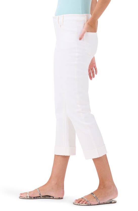 Shop Nic + Zoe Nic+zoe High Waist Straight Leg Roll Cuff Jeans In Paper White