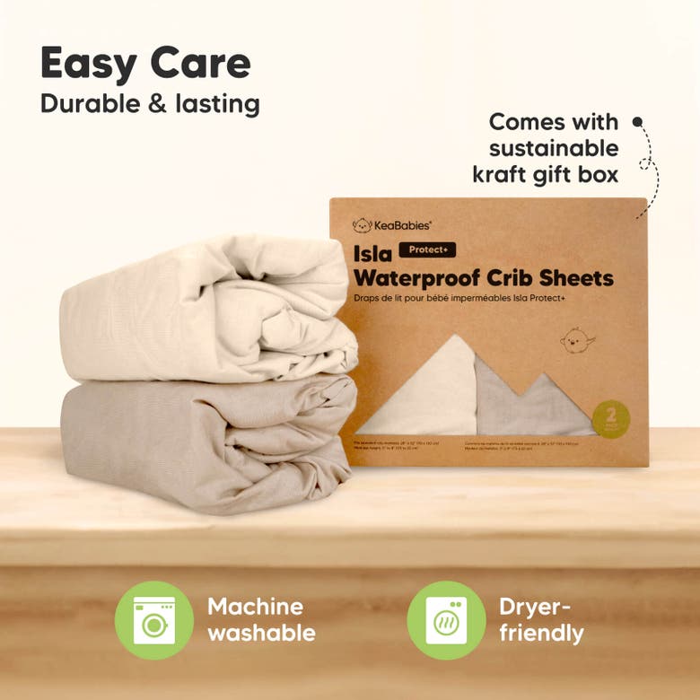 Keababies 2-pack Isla [protect+] Waterproof Crib Sheets In Ecru