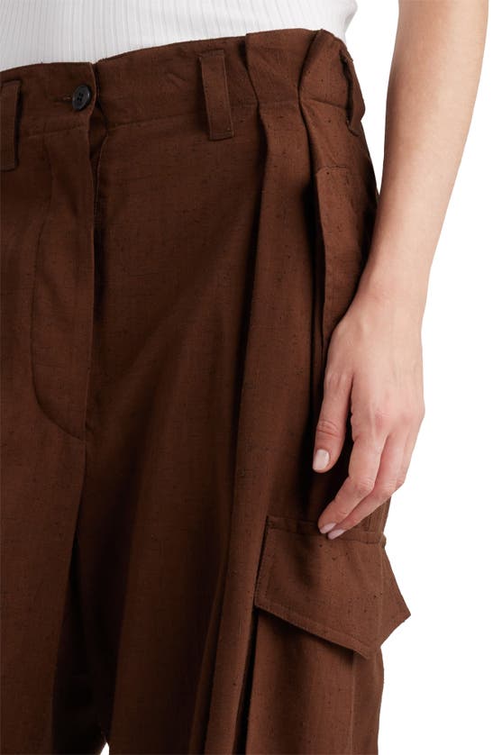 Shop Dries Van Noten Polkar Slubbed Cargo Trousers In Brown