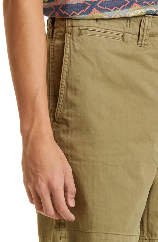 Double Rl Herringbone Cotton Twill Field Shorts In Faded Olive