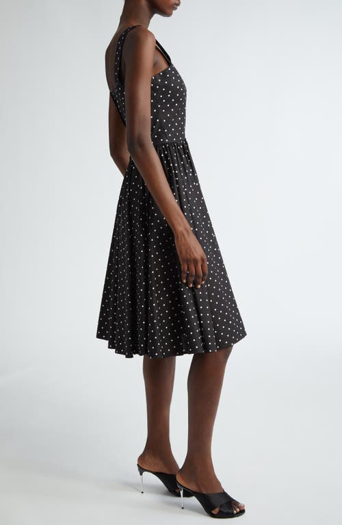 Dolce & Gabbana Dg Polka Dot Sleeveless Button-front Cotton Popeline Midi Sundress In Black/white Dot