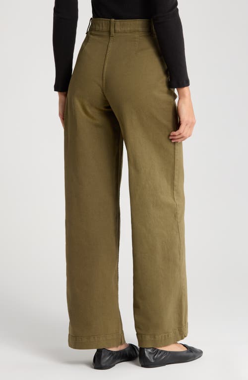 Shop Caslonr Caslon(r) Ultra High Waist Patch Pocket Wide Leg Pants In Olive Burnt