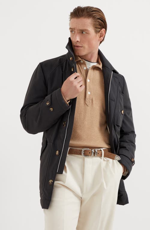 Shop Brunello Cucinelli Techno Cotton Gabardine Outerwear Jacket With Thermore® Padding In Anthracite