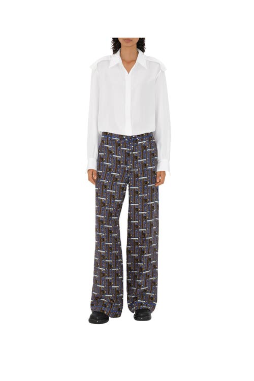 Shop Burberry Bus Silk Pyjama Trousers In Knight