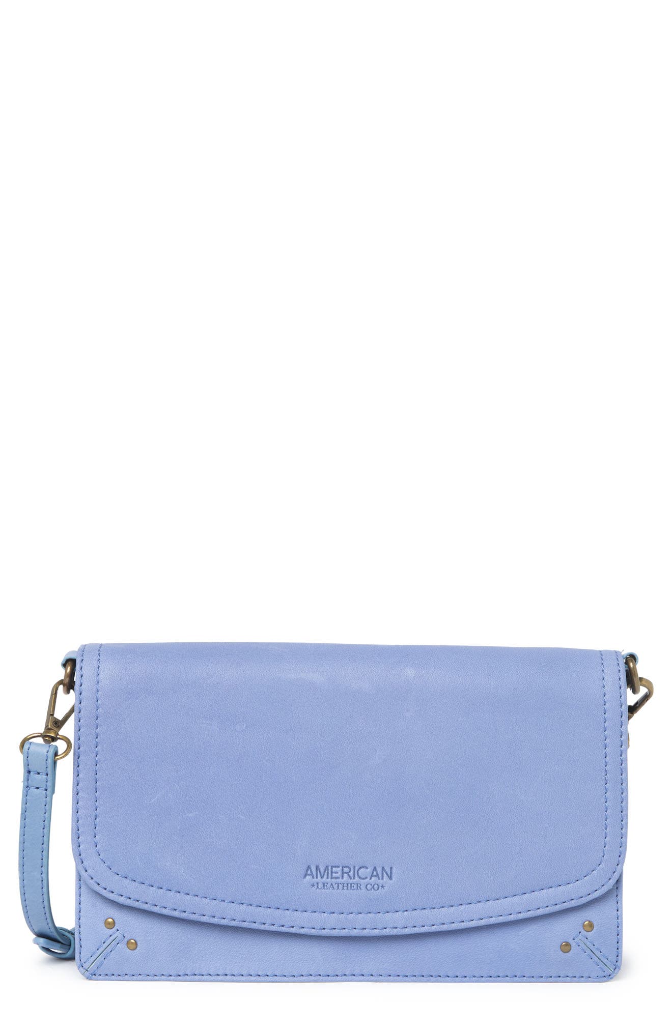 American Leather Co. Brenton Leather Crossbody Bag In Glacier Blue Smooth