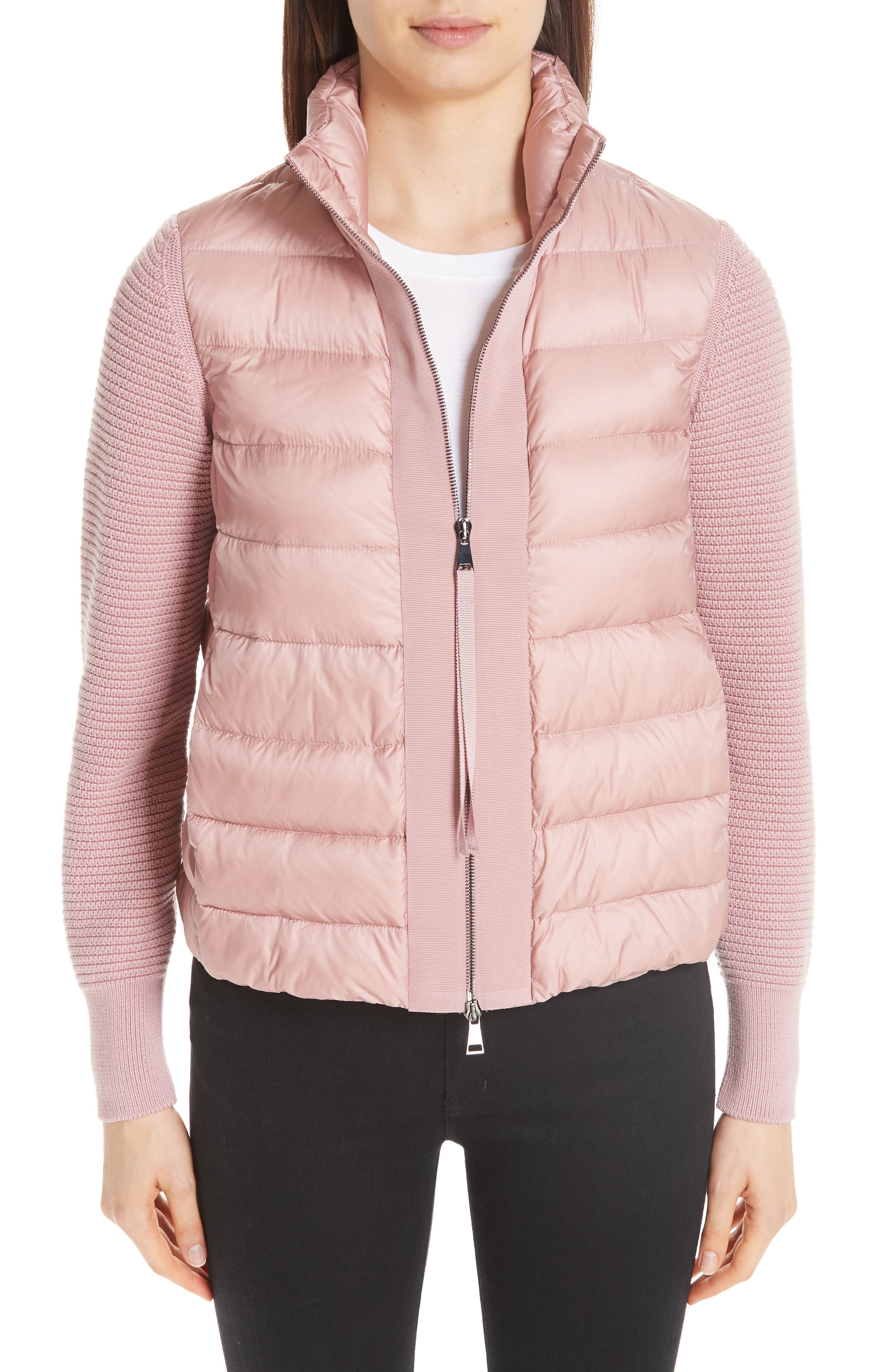 quilted down & knit cardigan moncler