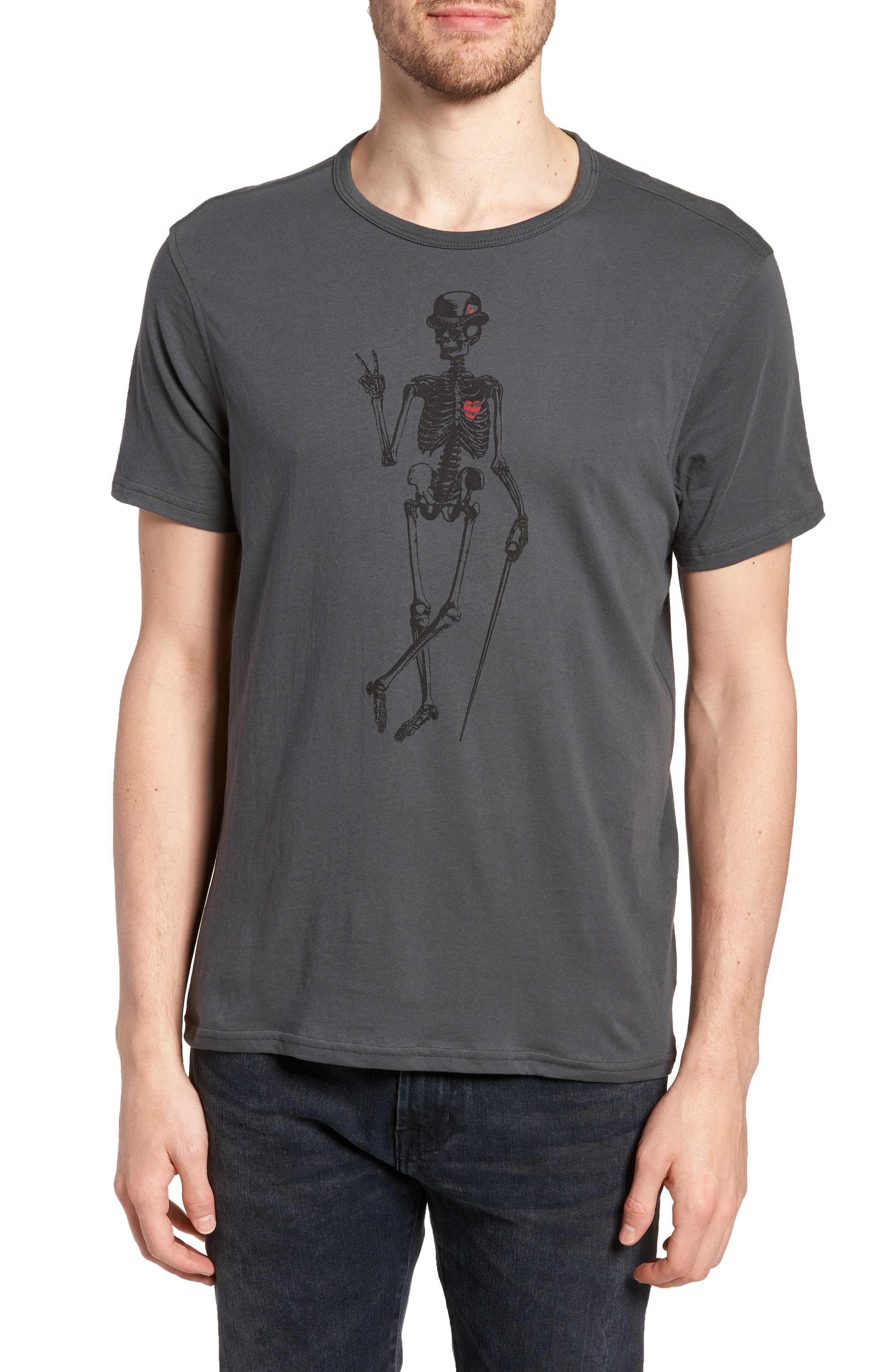 UPC 190802382388 product image for John Varvatos Star USA Skeleton Graphic T-Shirt in Coal at Nordstrom, Size Mediu | upcitemdb.com