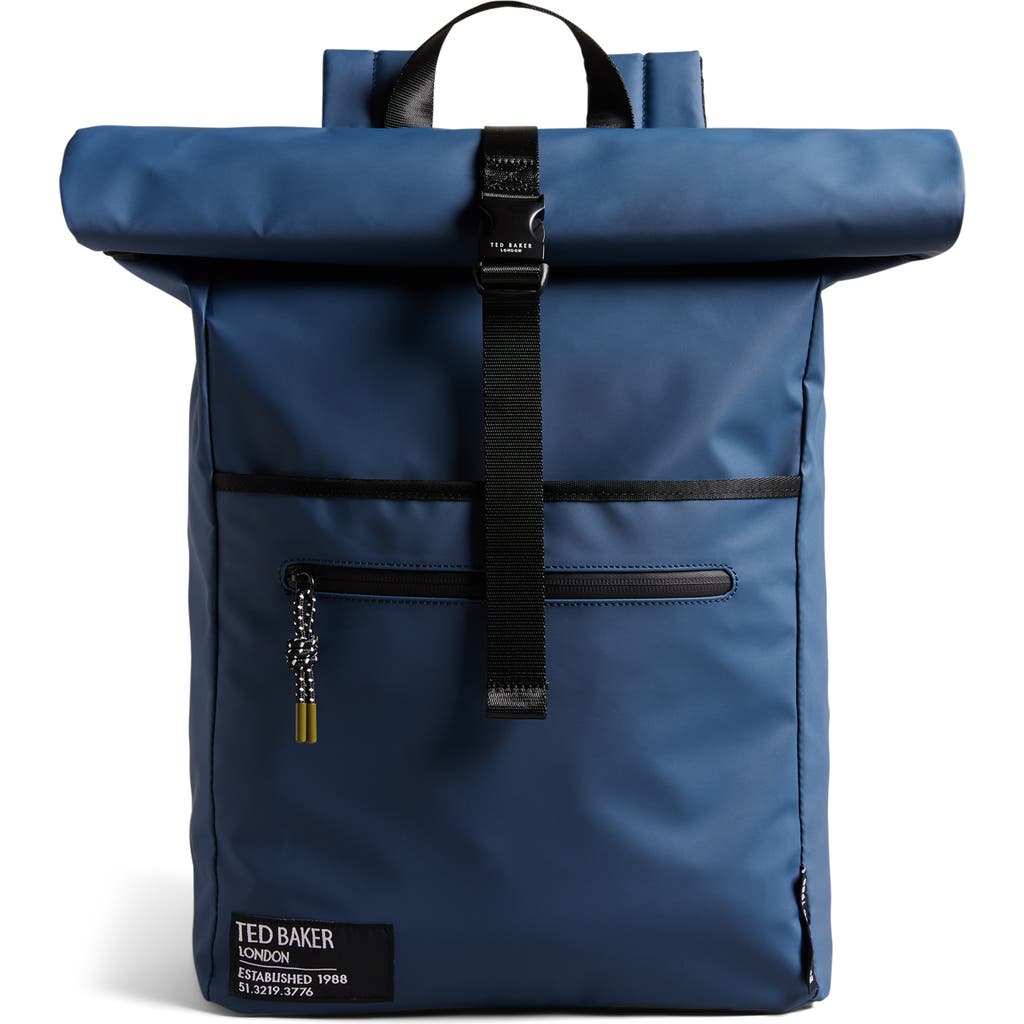 Ted Baker London Clime Rubberized Rolltop Backpack In Navy