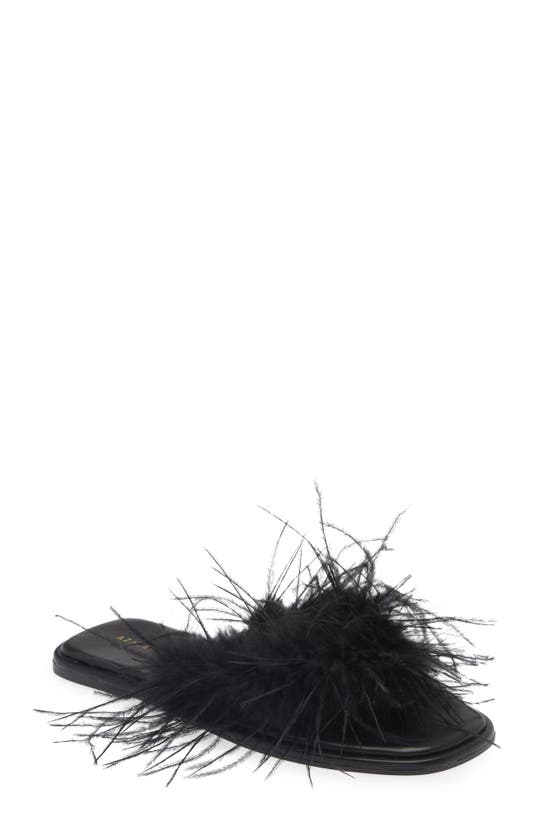 Azalea Wang Pammy Faux Feather Sandal In Black
