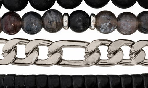 Shop American Exchange Bracelet 5-piece Set In Silver/black