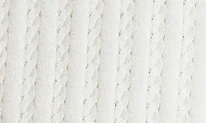 Theory Cable Short Sleeve Cotton Blend Sweater In Ivory