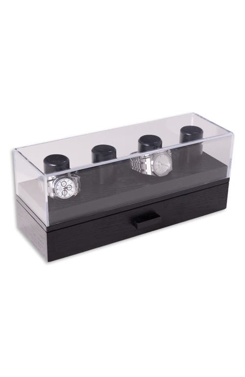 Bey-berk Wood & Acrylic Watch Case In Black