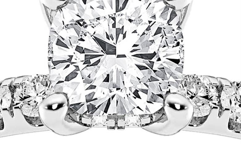 Badgley Mischka Cushion Cut Lab Created Diamond Ring In Silver