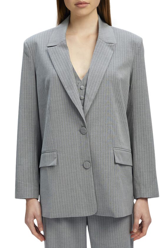 Bardot Pinstripe Blazer In Grey Strpe