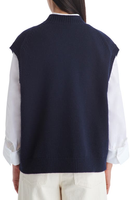 Shop Twp Merritt Mock Neck Cashmere Sweater Vest In Midnight