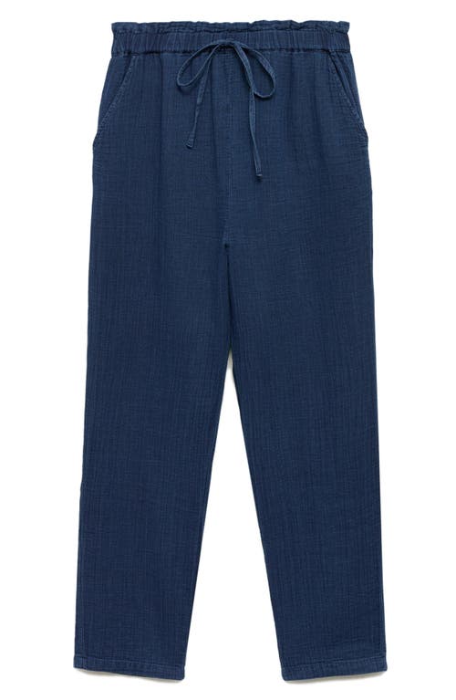 Mango Women's Elastic Waist Cotton Pants In Night Blue