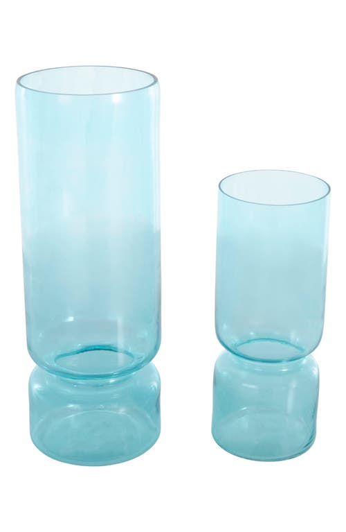 Vivian Lune Home Set Of 2 Glass Vases In Blue