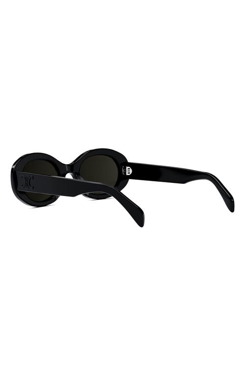 Shop Celine Triomphe 52mm Oval Sunglasses In Black/smoke