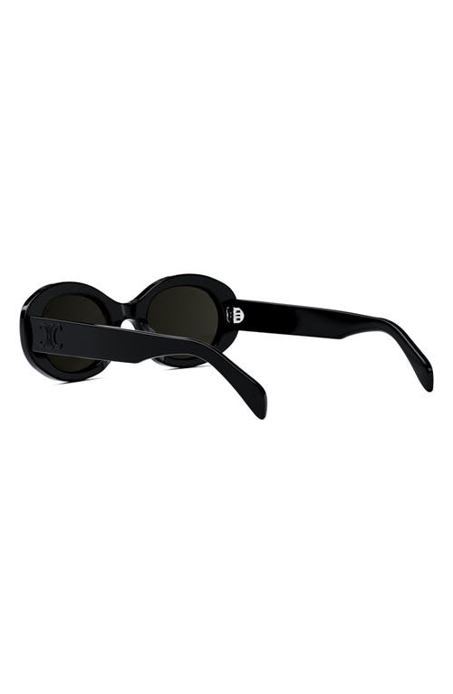 Celine Triomphe Logo Oval Acetate Sunglasses In Black/smoke