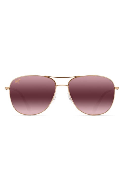 Maui Jim Cliff House 59mm Polarized Aviator Sunglasses In Gold/maui Rose