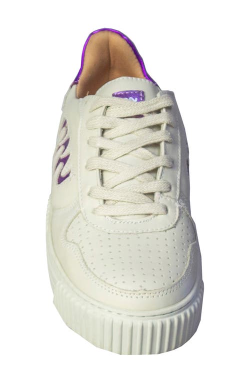 Shop Sandro Moscoloni Low Top Leather Sneaker In White/purple