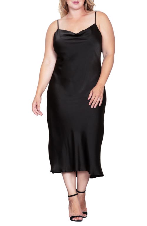 Shop Standards & Practices Cowl Neck Satin Dress In Black