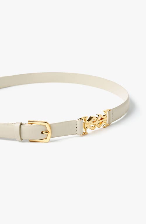 Shop Lilysilk Ls Clasp Leather Skinny Belt In Ivory