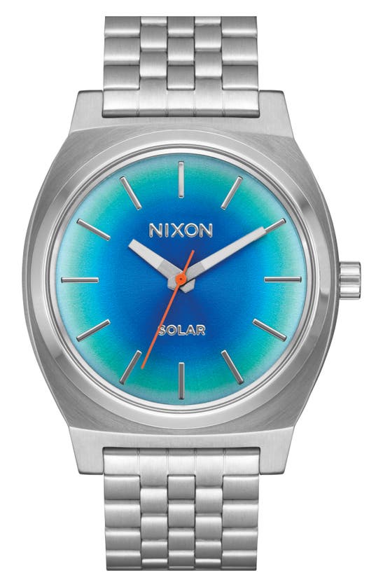 Shop Nixon Time Teller Solar Bracelet Watch, 40mm In Silver / Rainbow