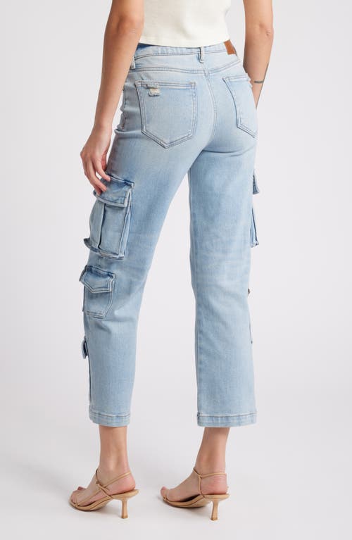 Hidden Jeans Mid Rise Ankle Straight Leg Cargo Jeans In Light Wash