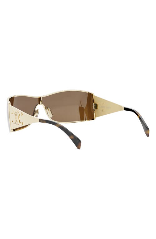 Shop Celine Maxi Triomphe 54mm Mask Sunglasses In Shiny Endura Gold/brown