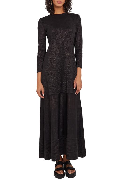 Shimmer Long Sleeve Knit Dress in Black
