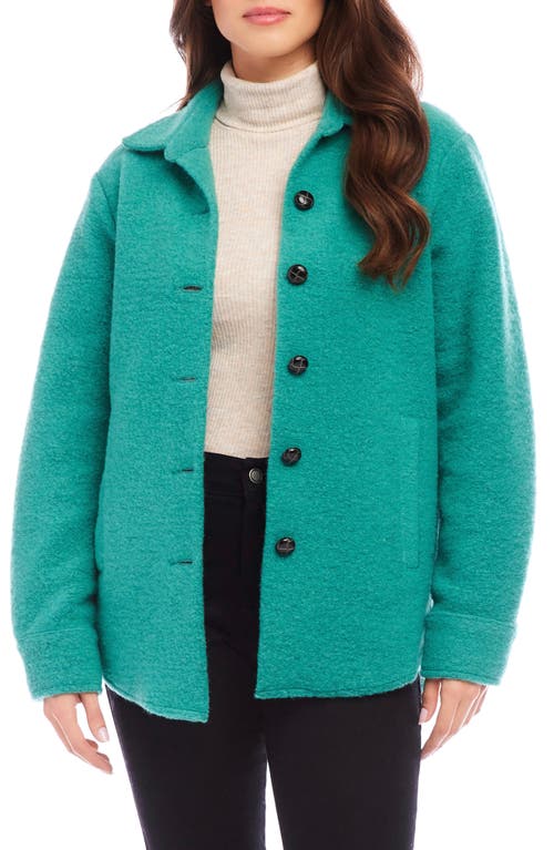 Karen Kane Brushed Shirt Jacket In Glass In Green