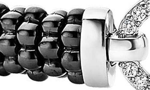 Lagos Black Caviar Ceramic Bracelet With Sterling Silver And Diamonds In Black/silver/gold