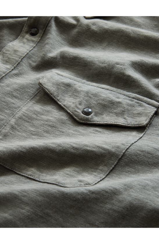 Shop John Varvatos Arvon Cotton Slub Knit Snap Front Western Shirt In Flagstone Grey