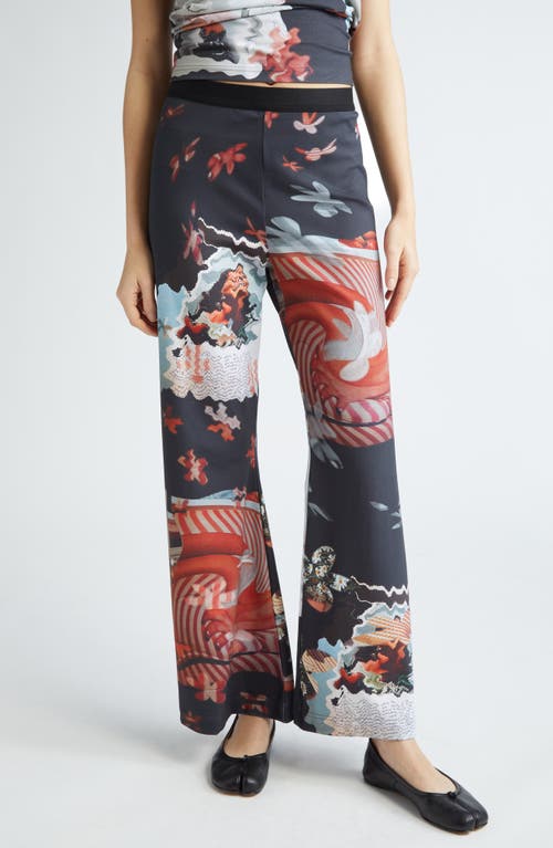 ELLISS Spiral Stripe Stretch Cotton Trousers Black Print Multi at Nordstrom,