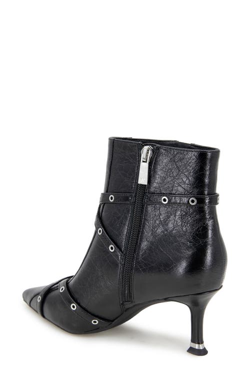Kenneth Cole Umi Pointed Toe Moto Bootie In Black Leather
