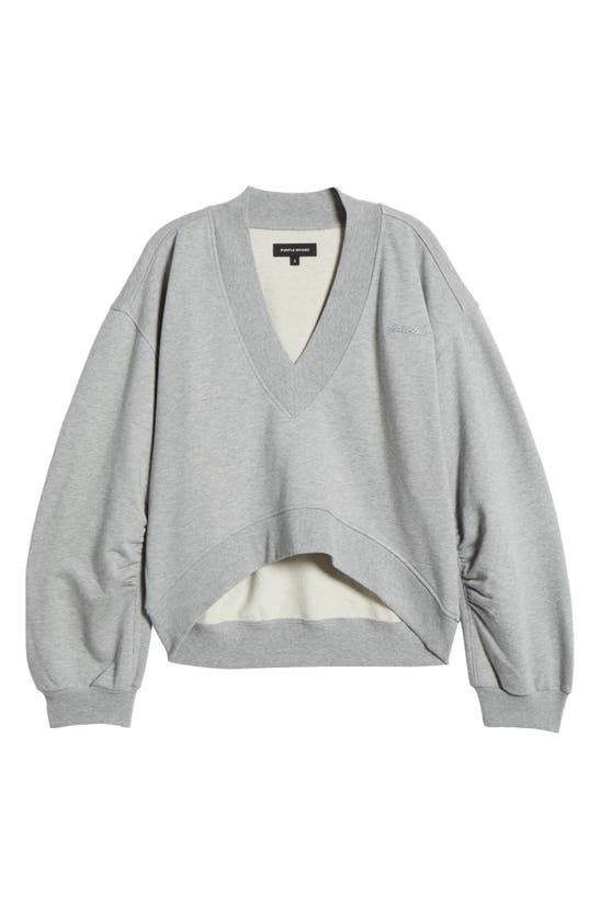 Shop Purple Brand Terry Oversize V-neck Sweatshirt In Grey