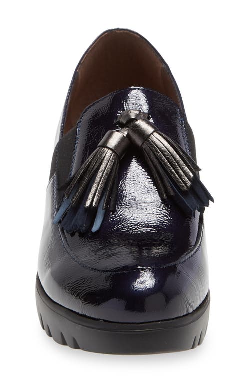 Wonders Loafer Wedge In Lack Noche/wash Plomo
