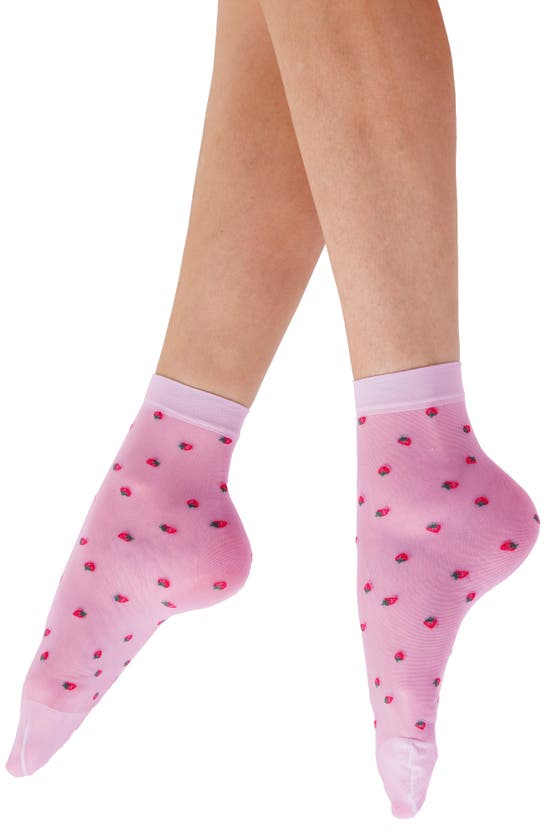 Pretty Polly Strawberry Anklet Socks In Pink