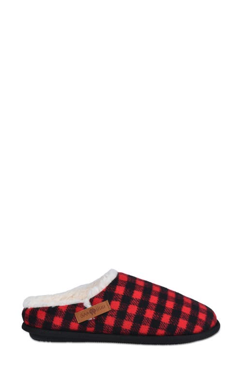 Gaahuu Buffalo Check Faux Shearling Lined Slipper In Black/red