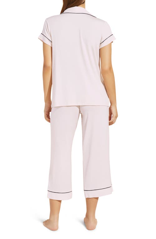 Shop Eberjey Gisele Jersey Knit Crop Pajamas In Sorbet/black