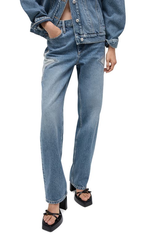 Shop Mango Ashley Star Straight Leg Jeans In Medium Blue