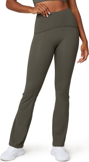 Womens Leggings Pants Solid Color Butt Lifting Long Flare Elastic High  Waist Yoga Pants Wide Leg Athletic Gym Pants(Army Green,L) 