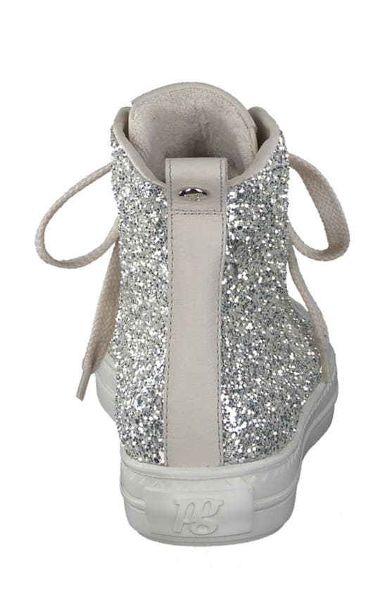 Shop Paul Green Trend High Top Sneaker In Silver/ Pale Gold Biscuit